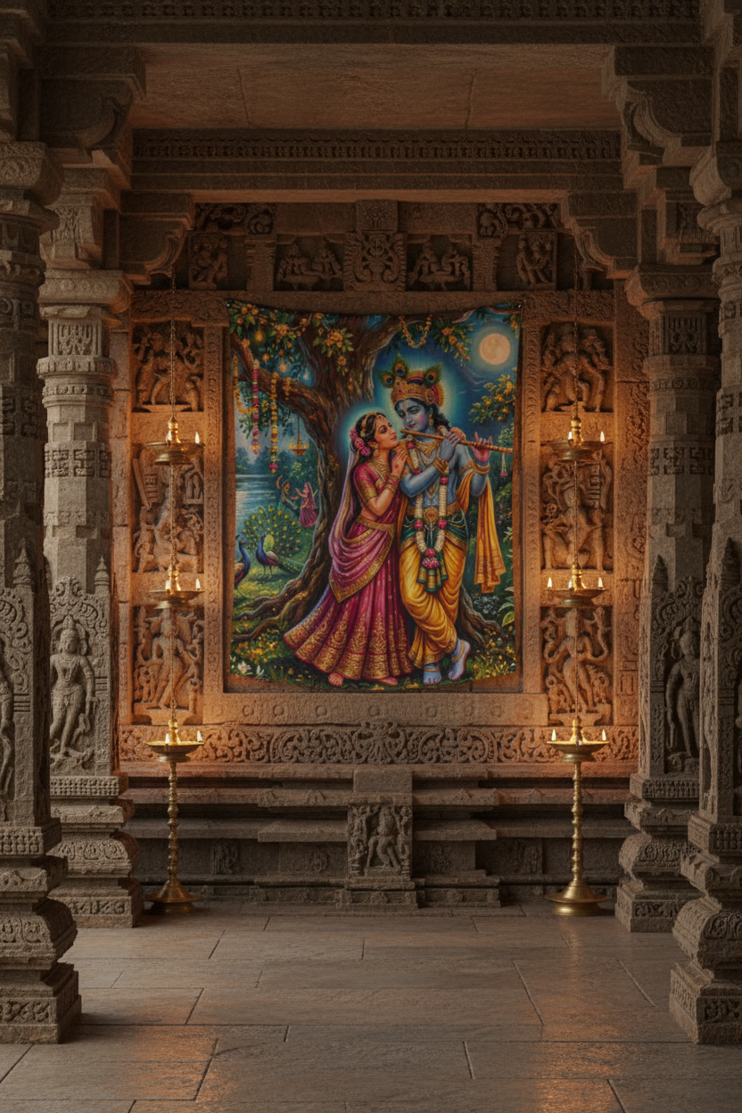 Radha Krishna Tapestry Wall Hanging