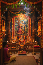 Radha Krishna Metal Poster – Divine Wall Art for Home & Pooja Room